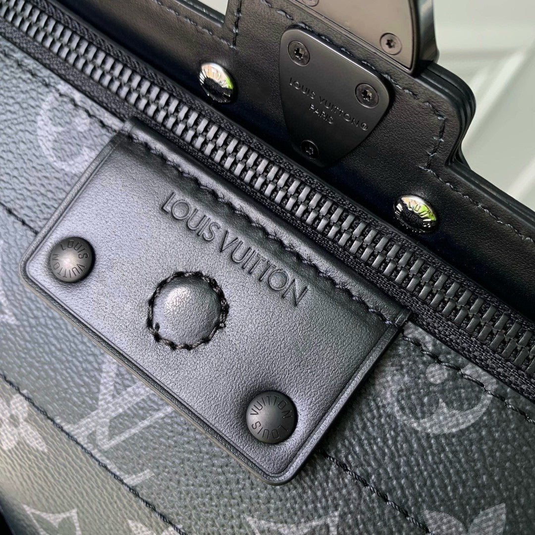 Louis Vuitton Luxury Monogram Print Grey Crossbody Bag with Top Handle
