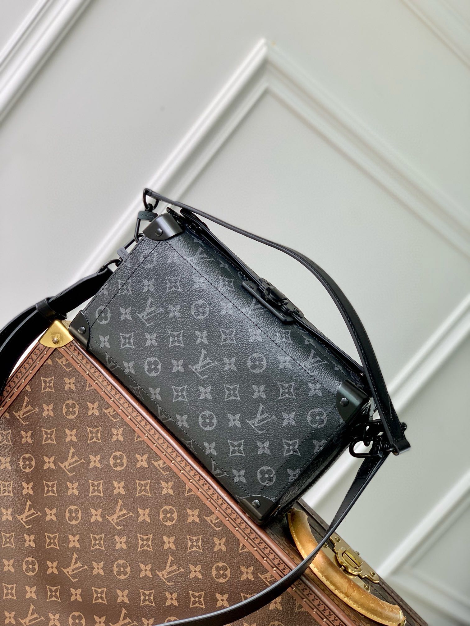 Louis Vuitton Luxury Monogram Print Grey Crossbody Bag with Top Handle