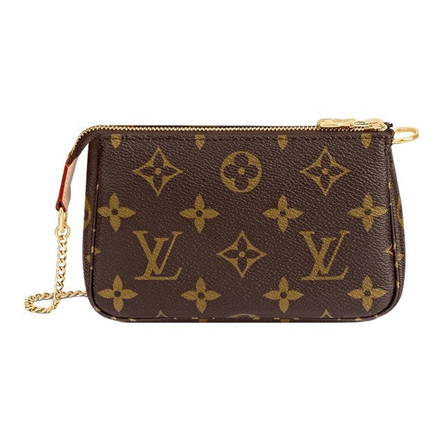 Louis Vuitton Classic Monogram Canvas Mini Pouch with Gold Chain Strap