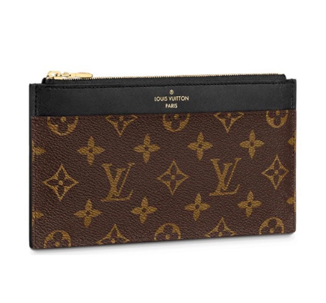 Louis Vuitton Brown Monogram Canvas Slim Pouch Zippered Card Holder Wallet