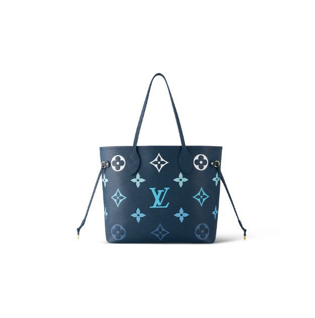 Louis Vuitton Navy Blue Monogram Pattern Luxury Leather Tote Handbag