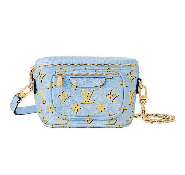 Louis Vuitton Mini Bumbag - Monogram Empreinte Leather - Light Blue &amp; Yellow