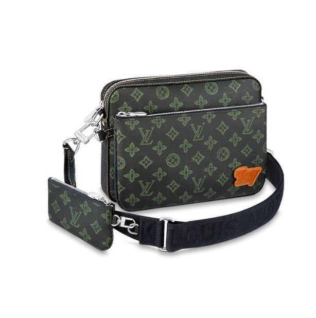 Louis Vuitton Dark Gray Monogram Canvas Crossbody Messenger Bag with Pouch