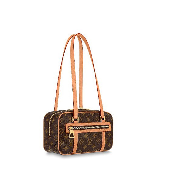 Louis Vuitton Vintage Brown Monogram Printed Canvas Shoulder Bag with Leather Straps