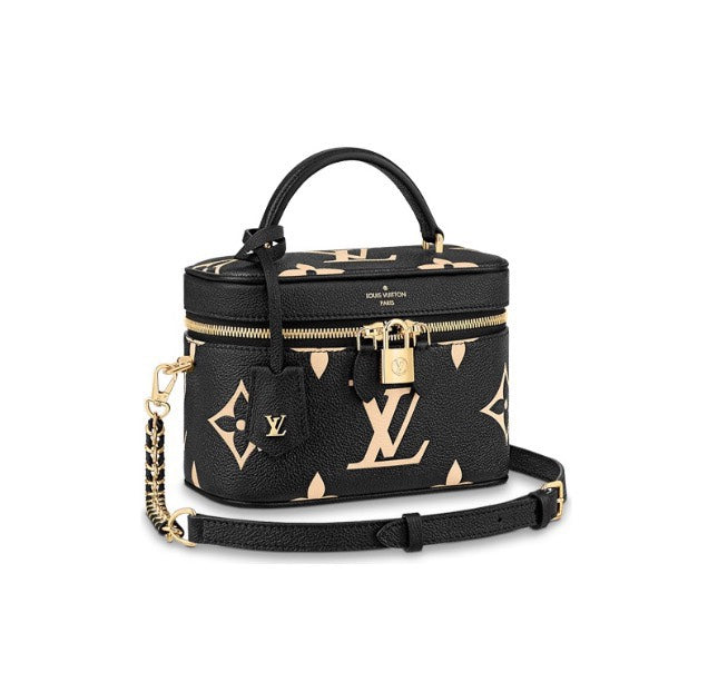 Louis Vuitton Classic Black Monogram Leather Vanity Case Bag with Gold Hardware