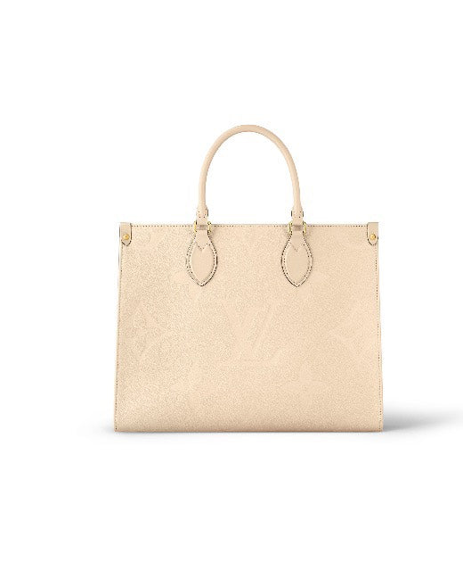 Louis Vuitton Beige Embossed Monogram Leather Tote Bag with Top Handles