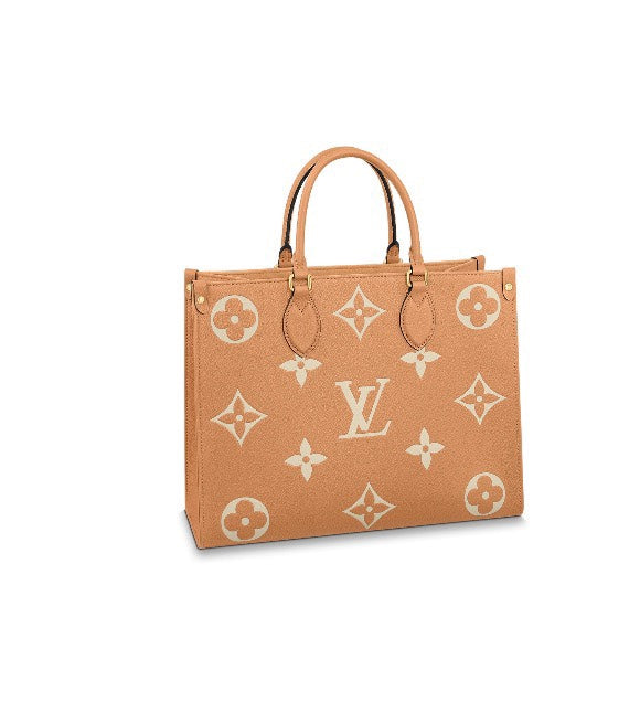 Louis Vuitton Large Brown Monogram Pattern Leather Tote Bag with Handles