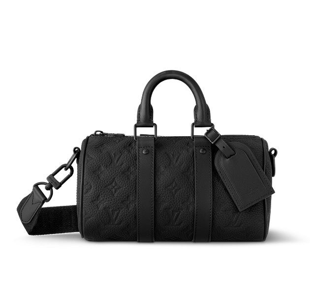 Louis Vuitton Black Embossed Monogram Leather Mini Duffle Crossbody Bag