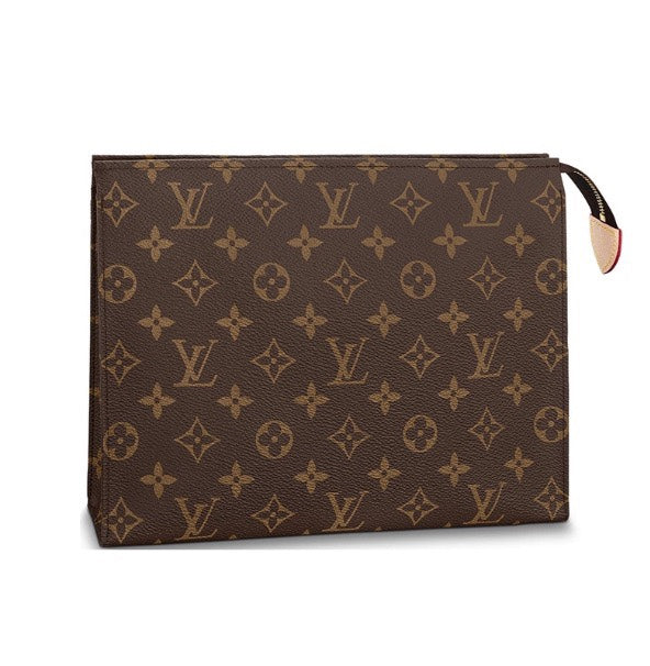 Louis Vuitton Vintage Brown Monogram Canvas Toiletry Pouch Zippered Cosmetic Bag