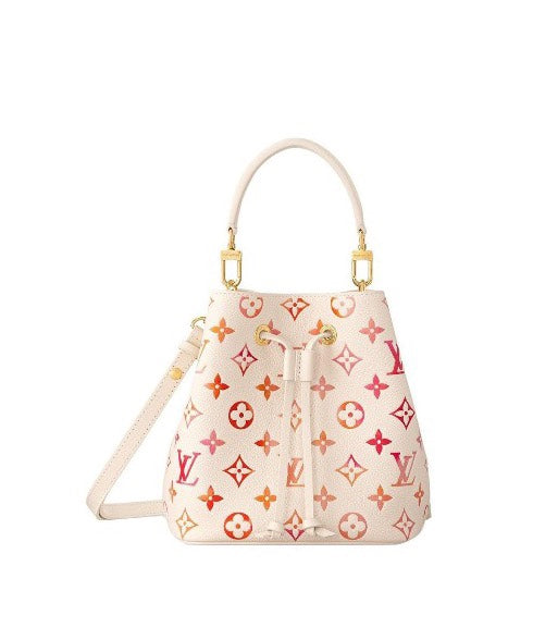 Louis Vuitton White Gradient Monogram Drawstring Bucket Bag with Top Handle