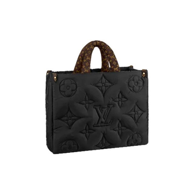 Louis Vuitton Black Quilted Puffer Tote Bag with Monogram Pattern Handles