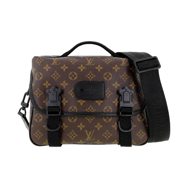 Louis Vuitton Brown Monogram Canvas Messenger Bag with Adjustable Strap and Buckles