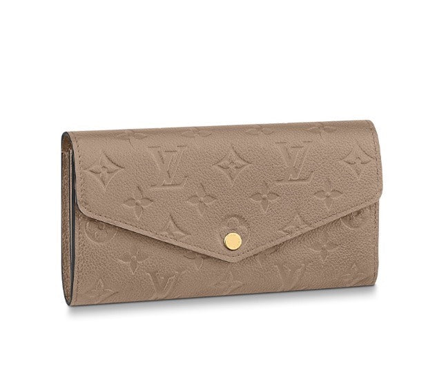 Louis Vuitton Taupe Embossed Leather Envelope Wallet with Snap Button Closure
