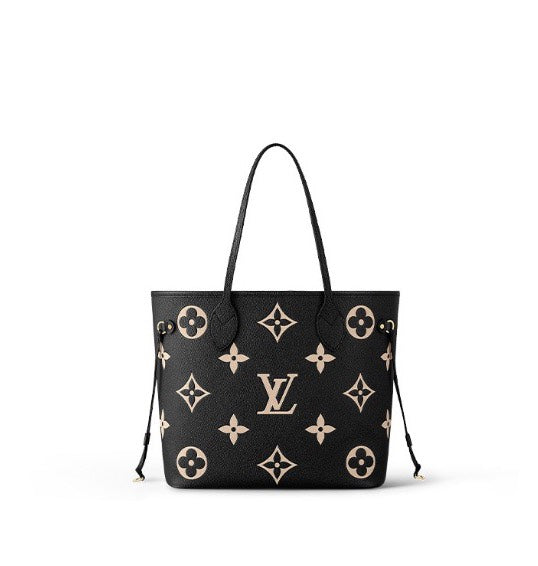 Louis Vuitton Classic Black Embossed Monogram Leather Tote Shoulder Bag
