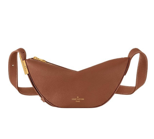 Louis Vuitton Modern Brown Leather Crescent Waist Bag with Adjustable Strap