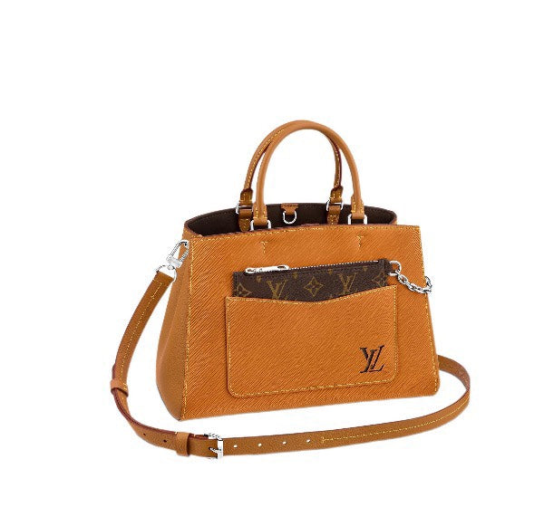 Louis Vuitton Camel Textured Leather Tote Handbag with Detachable Crossbody Strap