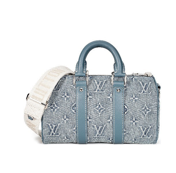 Louis Vuitton Blue Denim Monogram Jacquard Duffle Handbag with Shoulder Strap