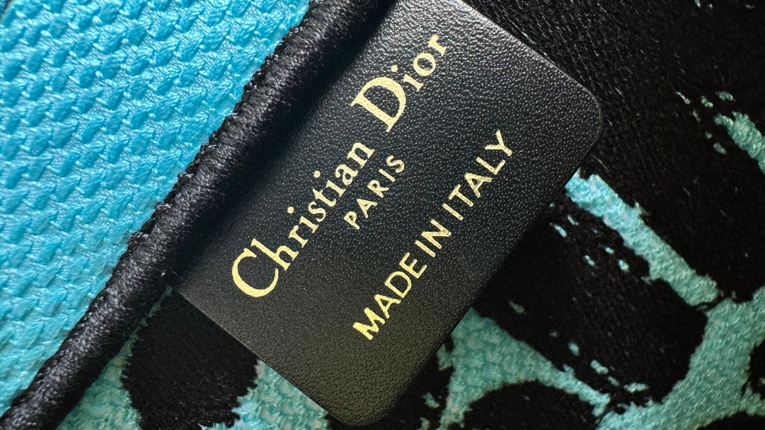 Christian Dior Miss Dior Mini Book Tote - Yellow and Black Embroidered Canvas