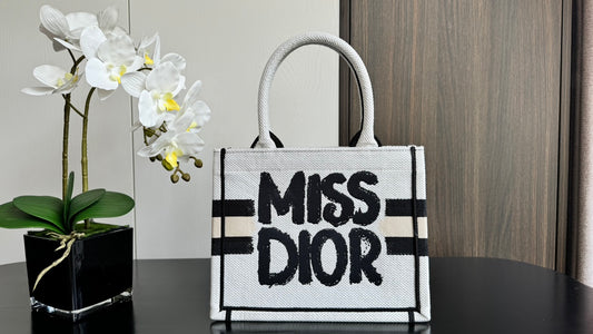 Dior Miss Dior Graffiti Canvas Tote Bag - White/Black