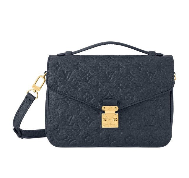 Louis Vuitton Navy Blue Embossed Monogram Leather Crossbody Satchel Bag