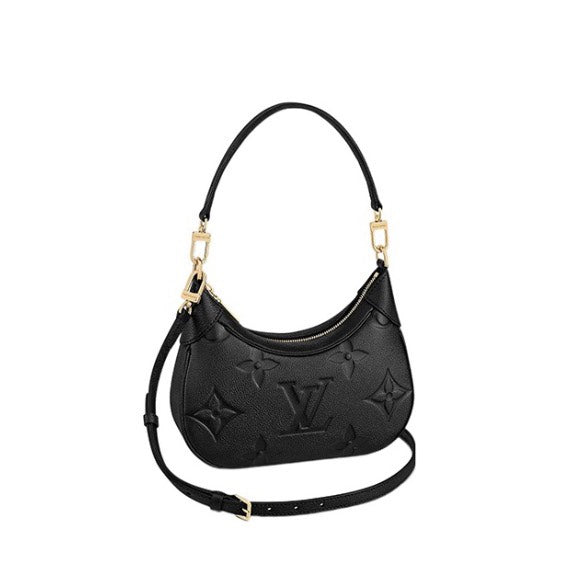 Louis Vuitton Black Embossed Leather Crescent Shoulder Bag and Crossbody