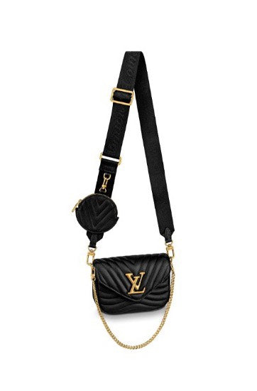 Louis Vuitton Black Quilted Chevron Crossbody Bag with Detachable Coin Pouch