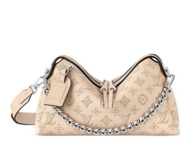 Louis Vuitton Beige Embossed Monogram Leather Shoulder Bag with Chain Strap