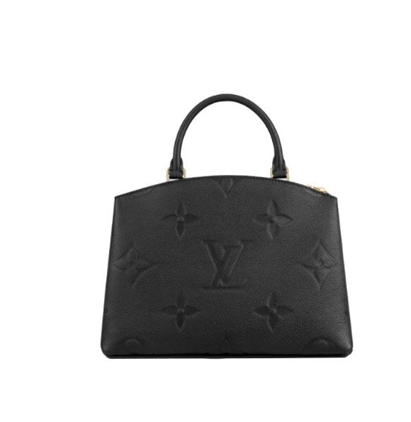 Louis Vuitton Elegant Black Embossed Leather Top Handle Satchel Bag