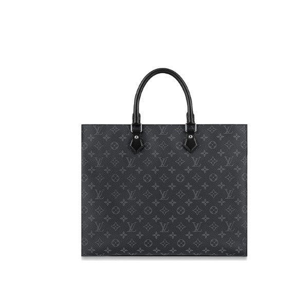 Louis Vuitton Structured Black Monogram Pattern Tote Bag with Top Handles