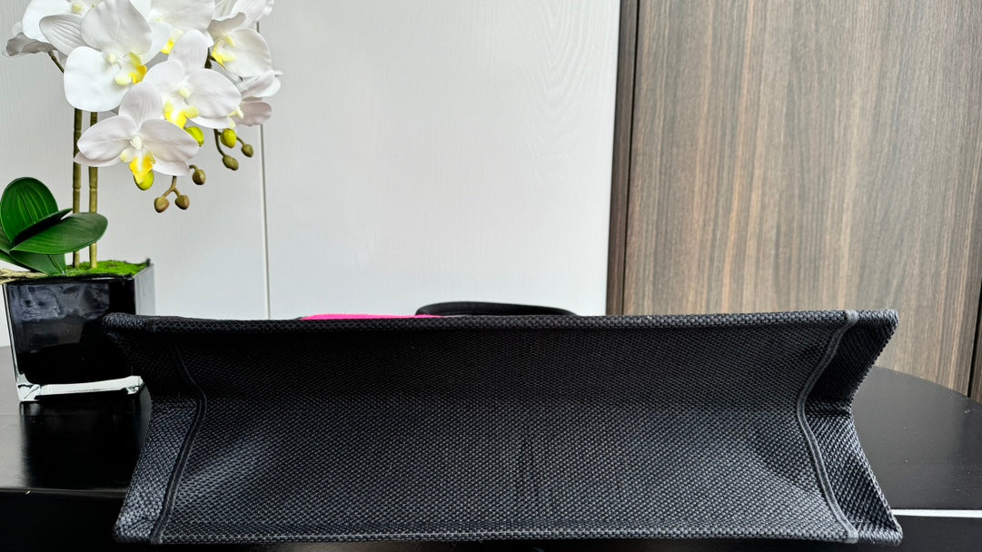 Christian Dior Large Miss Dior Book Tote Bag in Pink Canvas with Black Graffiti Text