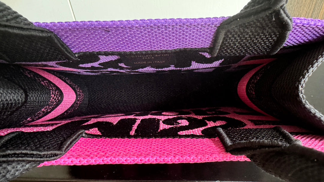 Christian Dior Miss Dior Graffiti Mini Book Tote - Pink and Black Canvas