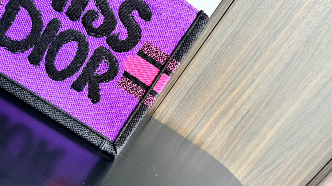 Christian Dior Miss Dior Graffiti Mini Book Tote - Pink and Black Canvas