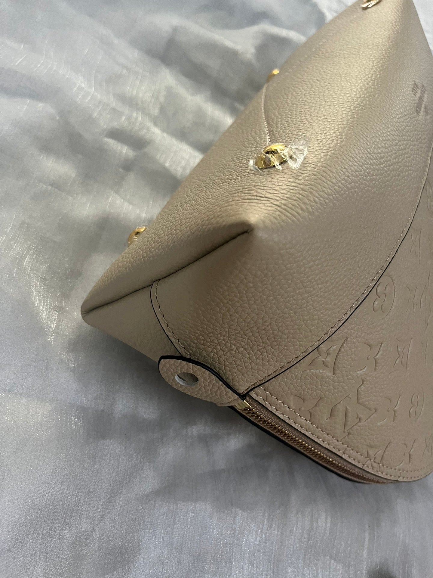 Louis Vuitton Luxury Beige Embossed Leather Dome Satchel Shoulder Bag