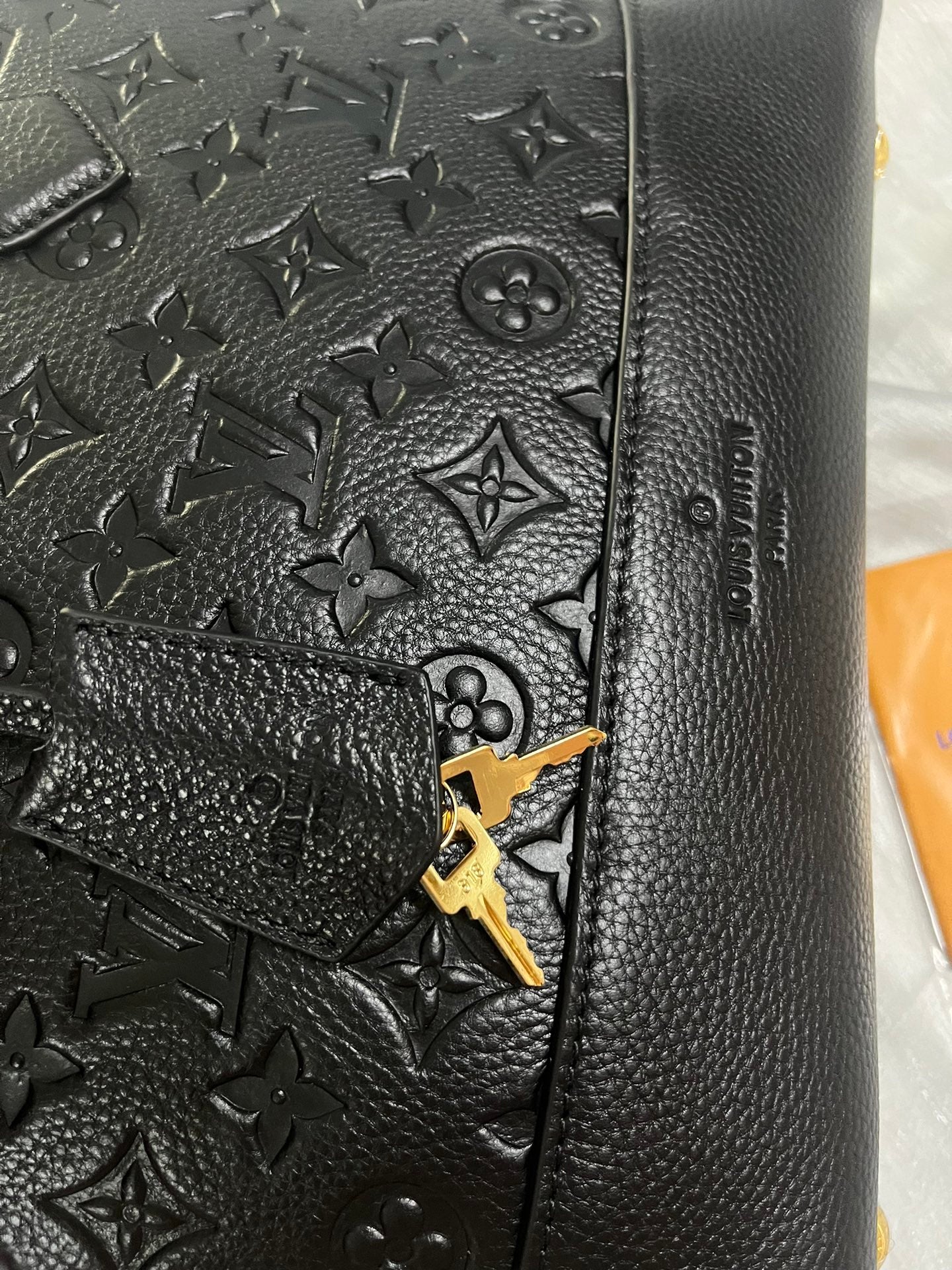 Louis Vuitton Black Embossed Leather Dome Handbag with Detachable Shoulder Strap