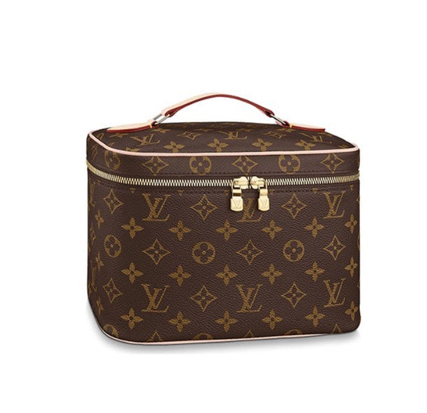 Louis Vuitton Vintage Monogram Pattern Brown Vanity Case Travel Makeup Bag