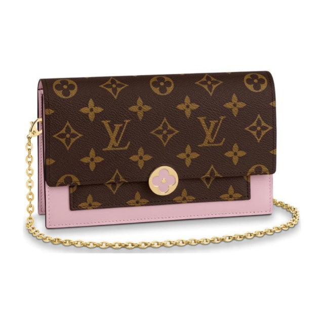 Louis Vuitton Pallas Wallet on Chain Monogram Canvas &amp; Rose Ballerine Pink