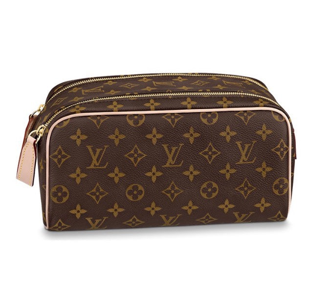 Louis Vuitton Classic Brown Monogram Toiletry Bag Travel Cosmetic Pouch Case