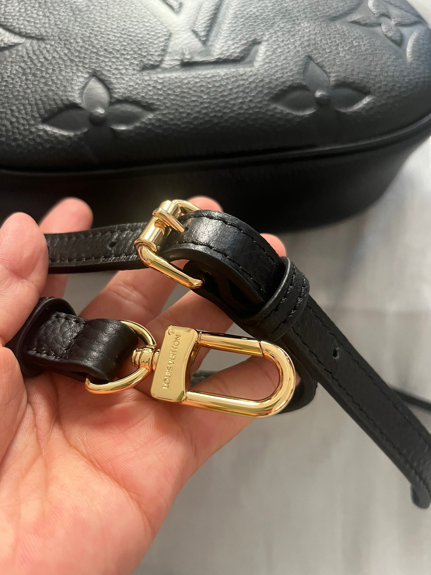 Louis Vuitton Black Embossed Leather Crescent Hobo Shoulder Bag with Gold Hardware