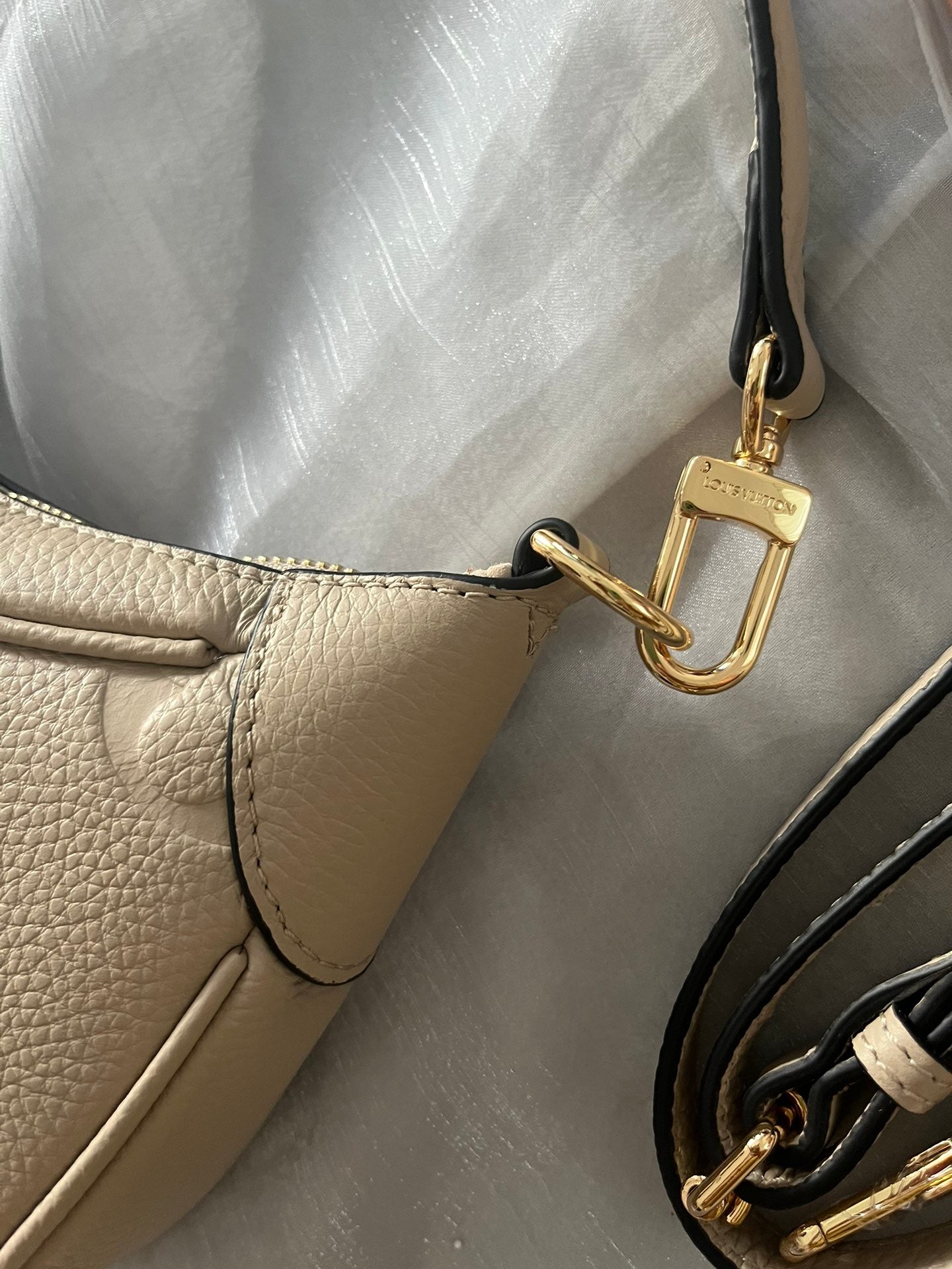 Louis Vuitton Embossed Monogram Leather Crescent Shoulder Bag with Detachable Strap
