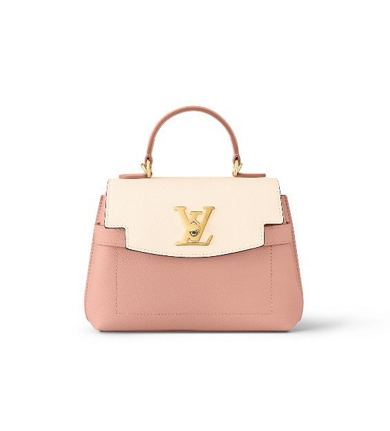 Louis Vuitton Two-Tone Pink and Cream Leather Top Handle Satchel Handbag