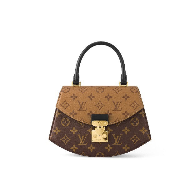 Louis Vuitton Monogram Pattern Two-Tone Top Handle Handbag with Gold Lock