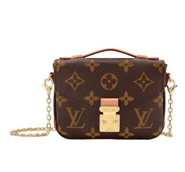Louis Vuitton Brown Monogram Patterned Mini Crossbody Bag with Gold Chain