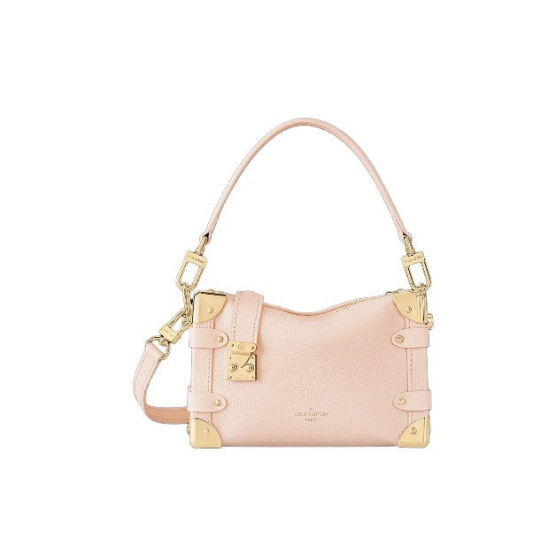 Louis Vuitton Blush Pink Leather Trunk Shoulder Bag with Gold Hardware
