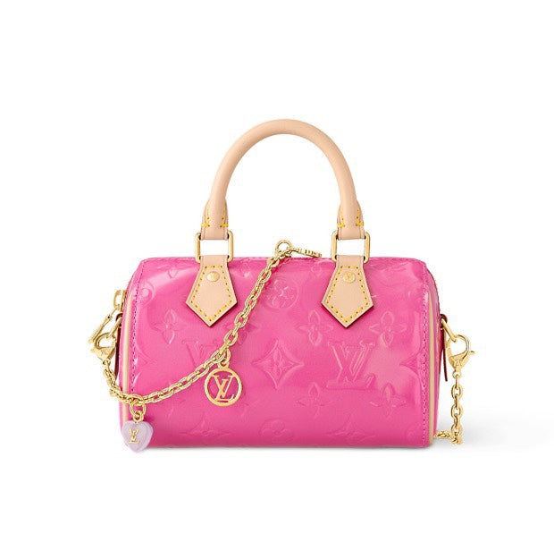 Louis Vuitton Bright Pink Embossed Patent Leather Mini Top Handle Crossbody Bag