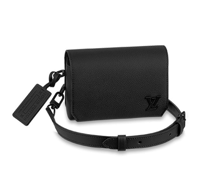 Louis Vuitton Sleek Black Leather Crossbody Bag with Adjustable Strap
