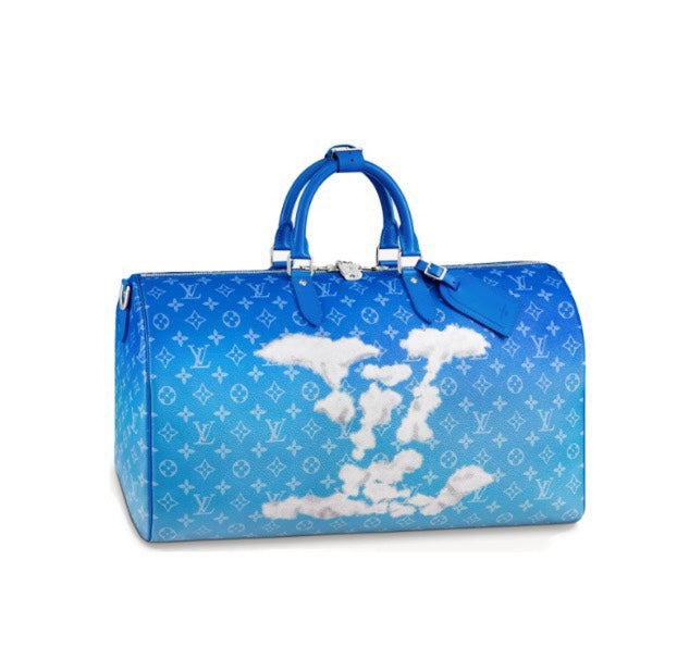 Louis Vuitton Blue Gradient Sky Cloud Monogram Print Travel Duffle Bag
