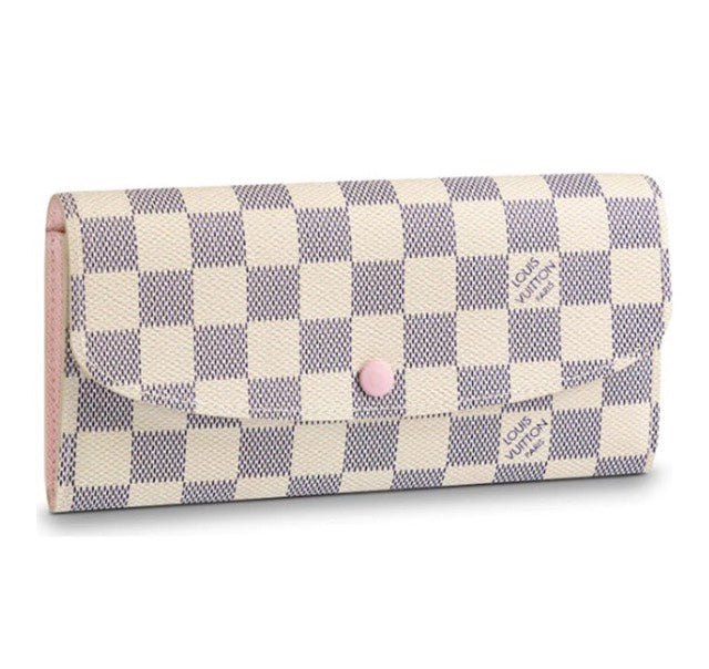 Louis Vuitton Classic Checkerboard Envelope Long Wallet with Pink Snap Button