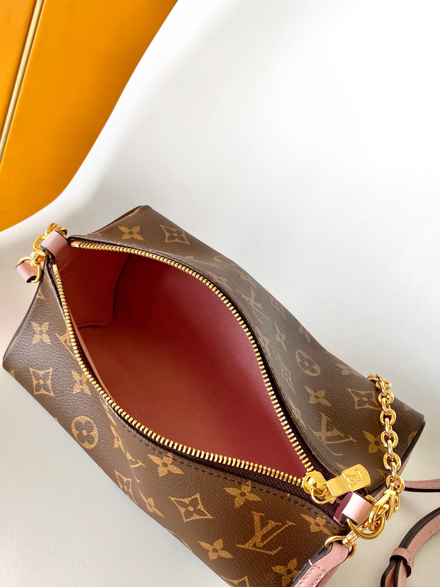 Louis Vuitton Brown Monogram Shoulder Bag with Pink Leather Star Side Accents