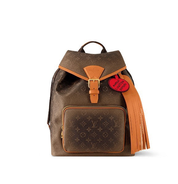 Louis Vuitton Vintage Monogram Pattern Leather Backpack with Buckle and Tassel