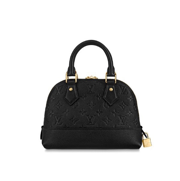 Louis Vuitton Luxury Black Embossed Leather Dome Top-Handle Handbag
